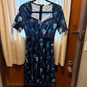 Unique Vintage Navy Hot Air Balloon Midi Dress